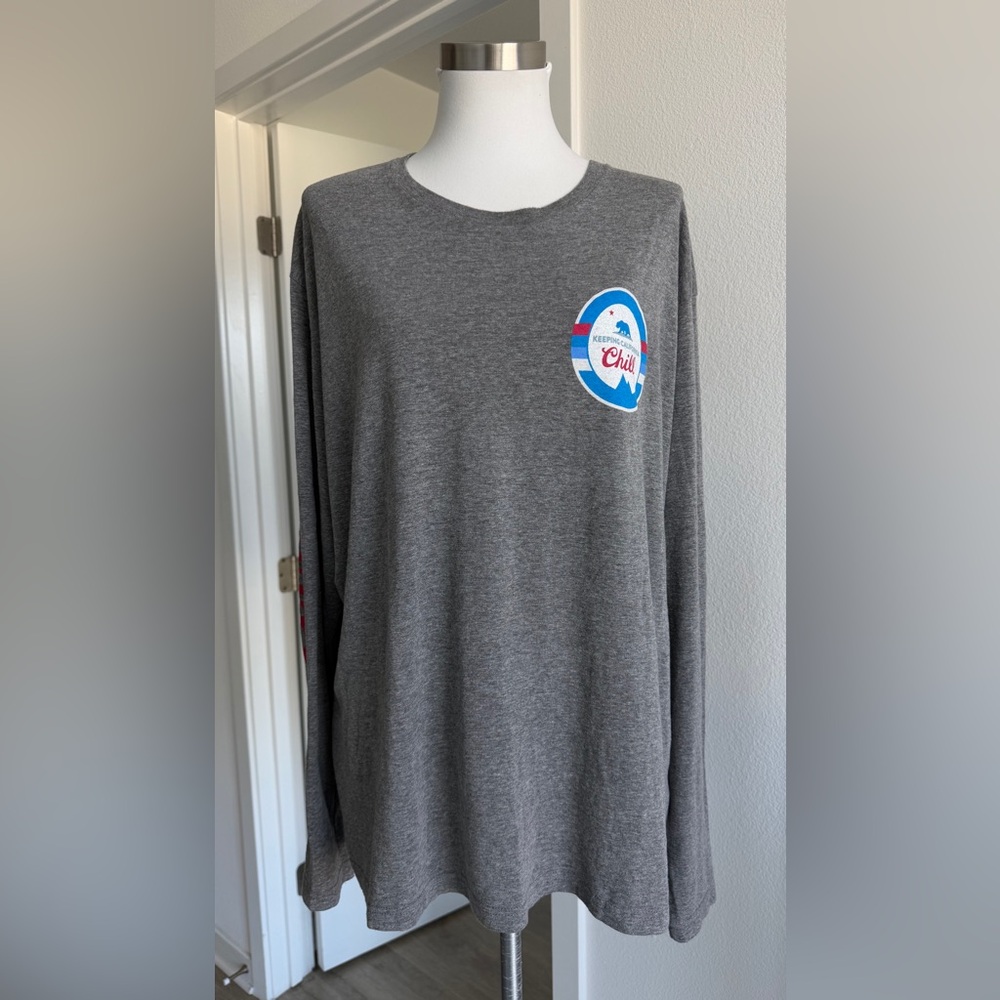 Aviator Nation Gray Long Sleeve Tee with Blue & Red Graphics size XL